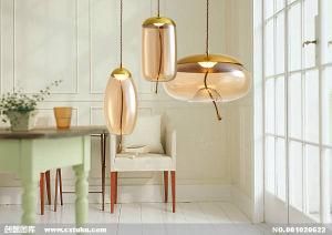 Decorative Artistic Colorful Glass Bowl Hanging Lamps Single Head Edison Bulb Mouth Blown Glass Pendant Lights Modern