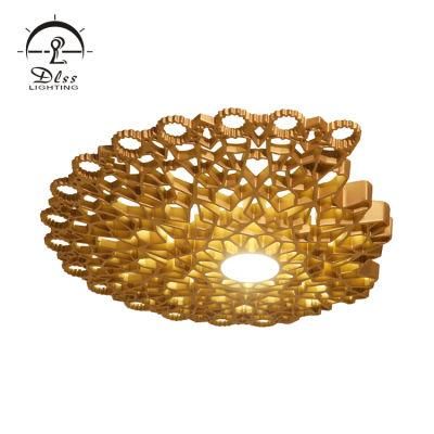 Modern Hotel Lobby Decorative Large Size Resin Gold LED Ceiling Pendant Light