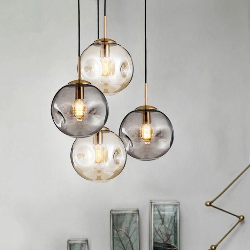 Nordic E27 Colors Pendant Lamp Restaurant Jozua Contemporary Spherical Glass Shade Pendant Lamp (WH-AP-304)