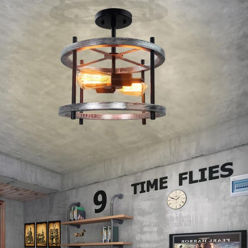 Vintage Chandelier Parlor Kitchen Home Decoration Wood Metal Lighting MID Century Ceiling Lamp (WH-LA-38)