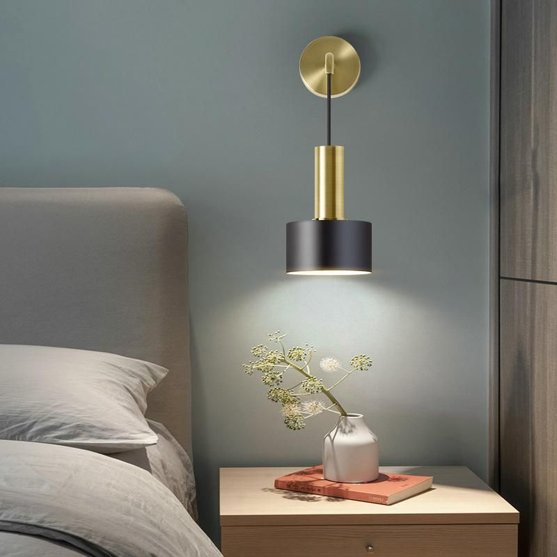 Nordic Brass Light Luxury Bedside Lamp Modern Living Room Bedroom Wall Lamp