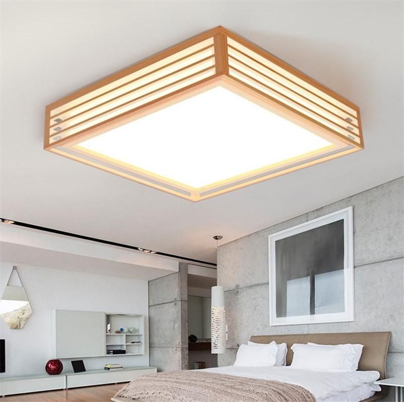 Natural Wood Living Room Lamp Japanese Style LED Home Ceiling Light (WH-WA-35)
