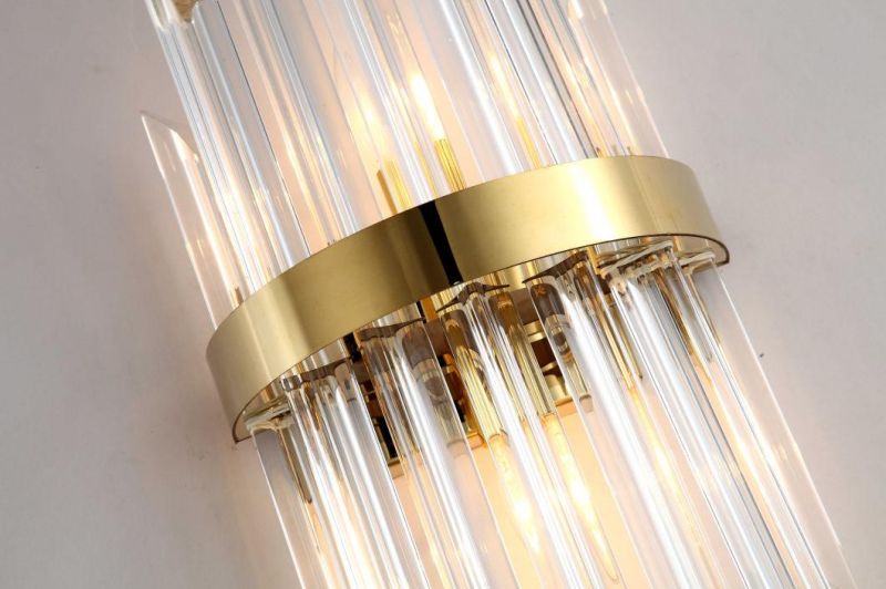 Indoor Contemporary Decoration Design Lights Fixtures Hotel Bedroom Staircase Lamp Brass Modern Crystal Wall Light