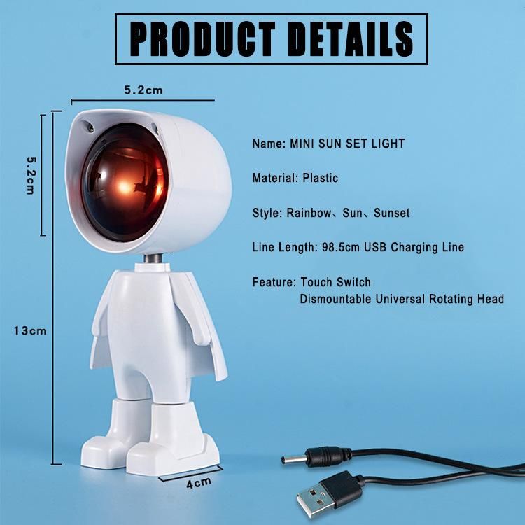 Hot Sale Touchs Control Robot Sunset Lamps Rainbow Projection Light Atmospheres Decoration Mini Sunset Projector Table Lamps