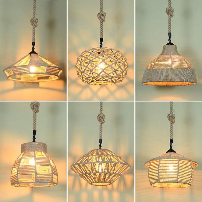 Loft Pendant Lamp Retro Industry Rope Hemp Clothing American Lighting (WH-VP-141)