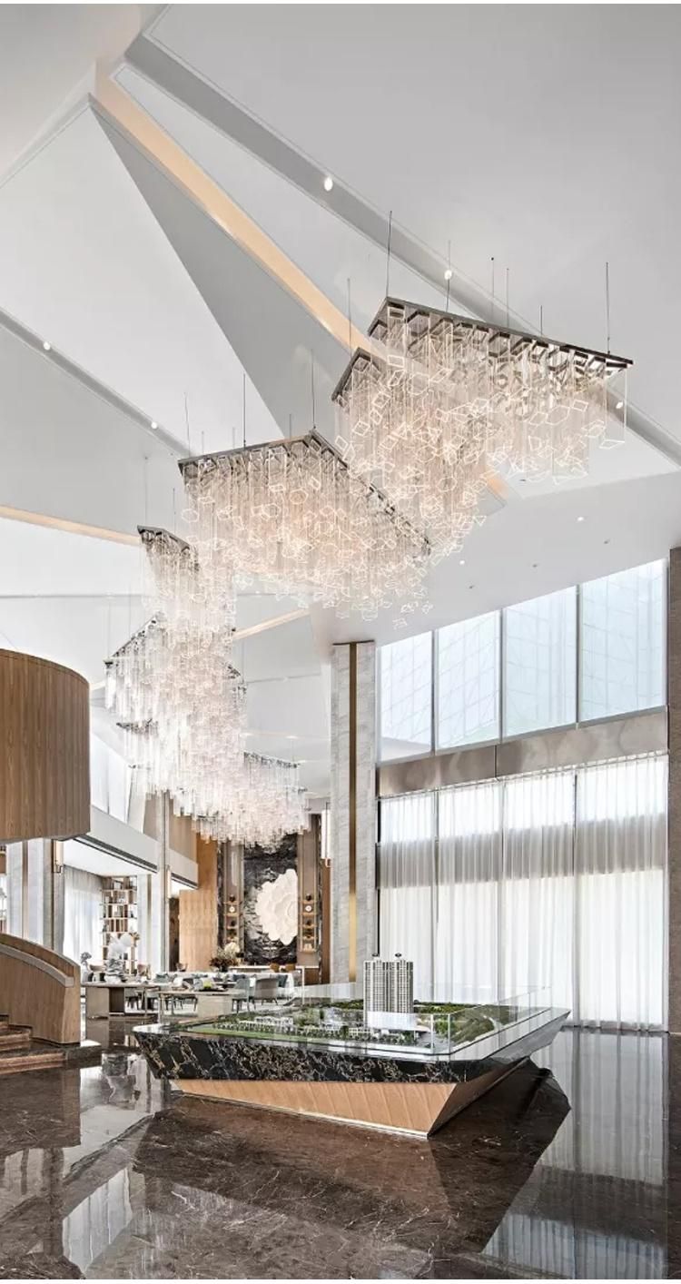 New Design Decorative Commercial Banquet Hall Villa Modern Glass Acrylic LED Chandelier Light