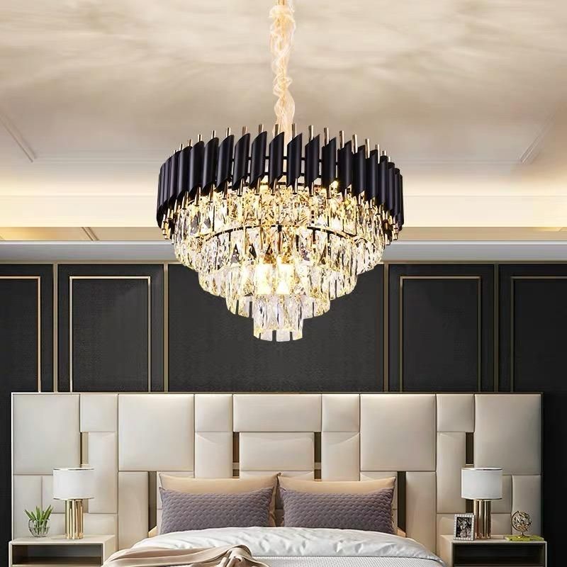 Luxury Modern Living Room Crystal Pendant Light Style Bedroom Stainless Display Chrome