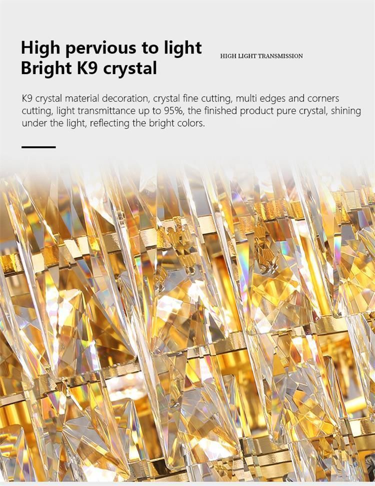 Wholesale Modern Indoor Luxury Art Design Pendant Gold K9 LED Crystal Chandeliers Light