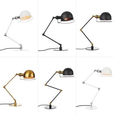 Adjustable Swing Arm Vintage Bronze Iron Desk Reading Light Industrial Table Lamp