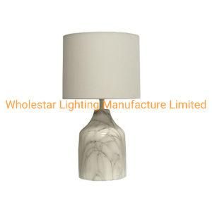 Ceramic Table Lamp with Linen Fabric Shade (WHT-684)