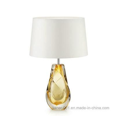 Modern Hand-Crafted Art Colored Glazed Glass and Crystal Table Lamp Light for Hotel Bedside, Living Room, Office