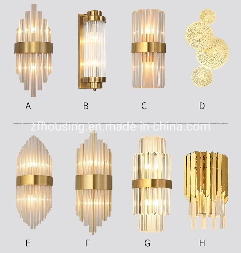 Luxury Antique Brass K9 Crystal Wall Lighting Indoor Wall Bracket Lamp for Home Decoration
