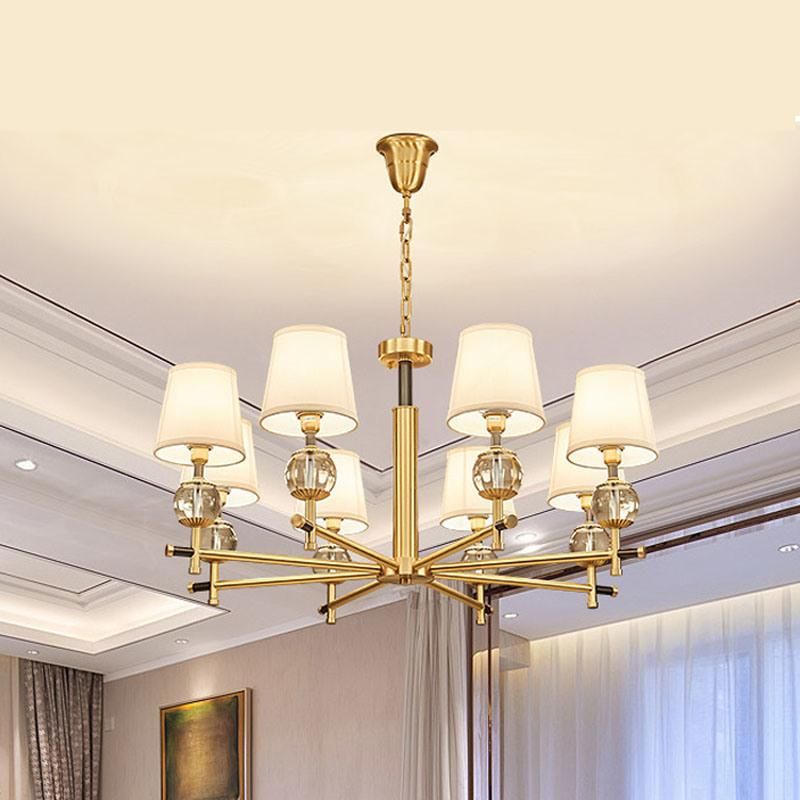 American Copper Living Room European Crystal Copper Bedroom Restaurant Simple Copper Chandelier Pendant Lighting