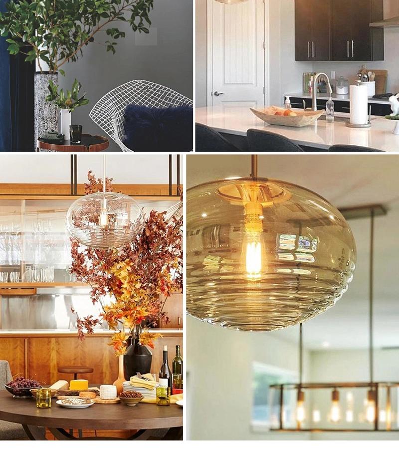 Modern Metal Pendant Lamp Glass LED Hotel Lamp