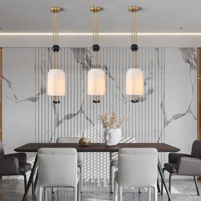 Modern White Pendant Light Single Head Glass Lampshade for Dining Room Creative Lamps Lantern Pendant Lamp (WH-AP-175)