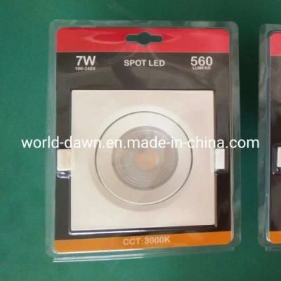 Square Downlight 7W Embedded LED Spot Light with Blister Package