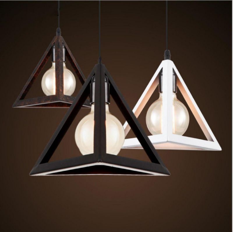 Nordic Simple Style Pendant Lamp Triangle Iron Chandelier for Cafe/Restaurant/Bar