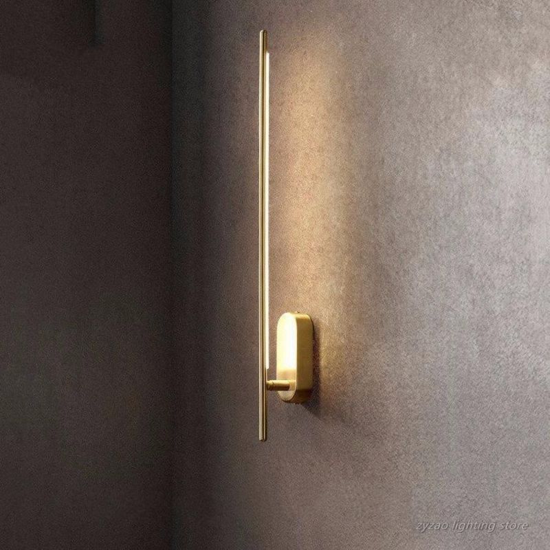 Nordic Corridor All Copper Simple Line Wall Lamps Post-Modern Bedroom Bedside Wall Decor LED Wall Lights Living Room Stair Lamps