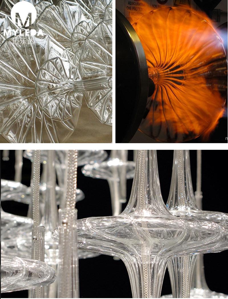 Hanging Suspension Glass Chandelier Lighting for Hotel Lobby