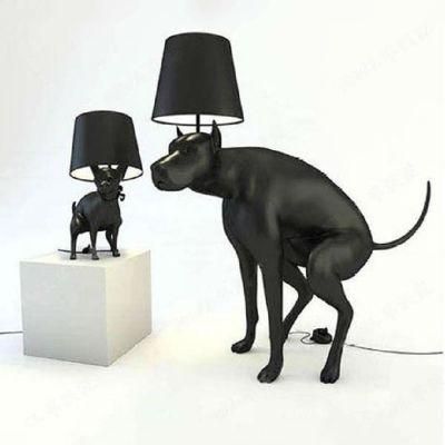 Simple Art Resin Cloth Cover Big Dog LED Living Room Hotel Club Animal Small Black Dog Table Lamp for Living Room Floor Lamp