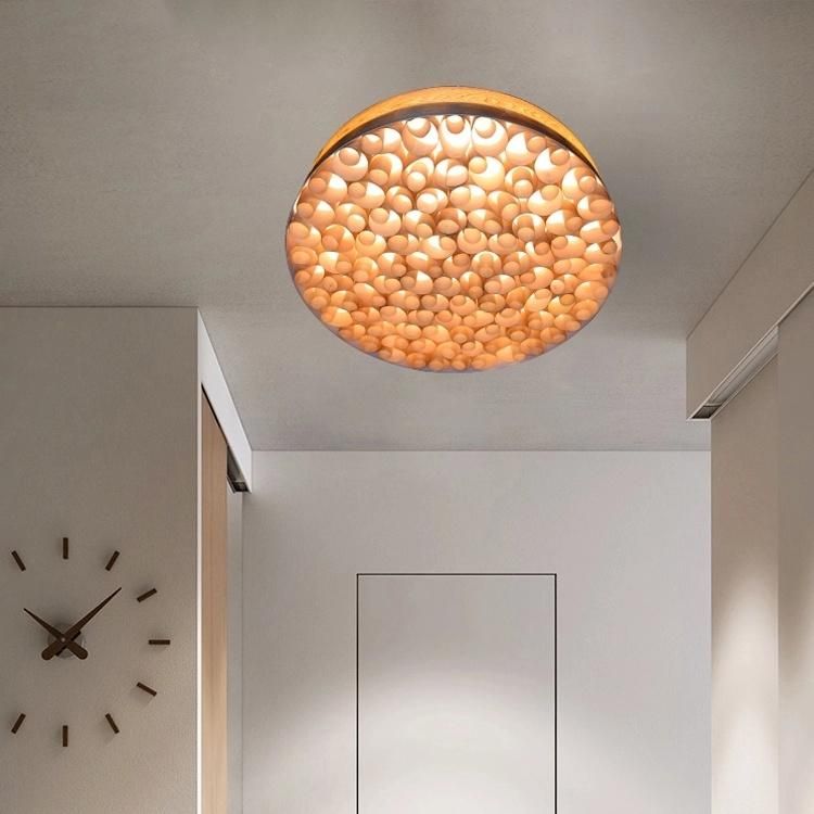 Modern Style Indoor Decor Luxury Wooden Ceiling Light Kitchen Dining Room Veneer Pendant Lamp
