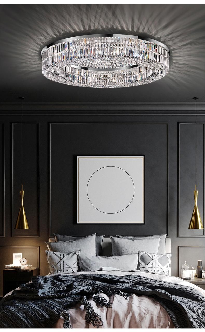 Modern Living Room Foyer Sitting Room Chandeliers Round Chrome Sliver Ceiling Lights (WH-CA-57)