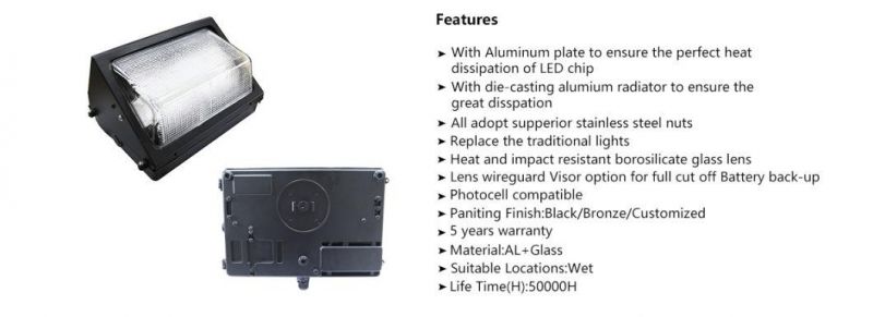 UL Dlc Listed IP65 LED Outdoor Wall Pack