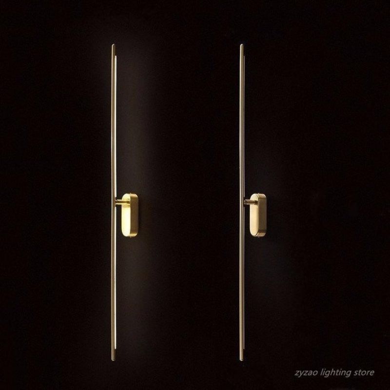 Nordic Corridor All Copper Simple Line Wall Lamps Post-Modern Bedroom Bedside Wall Decor LED Wall Lights Living Room Stair Lamps