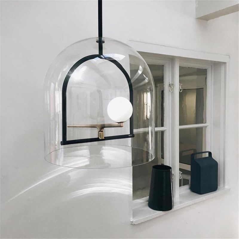 Modern Suspended Clear Blown Glass Pendant Lights