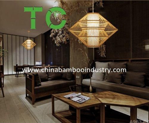 Bamboo Pendant Lamp MID-Century Lampshade Handcraft Pendant Lamp Flush Mount Ceiling Light