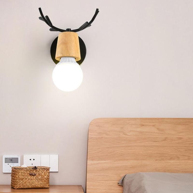 Modern Minimalist Antler Log Wall Lamp for Children′s Room Background Wall