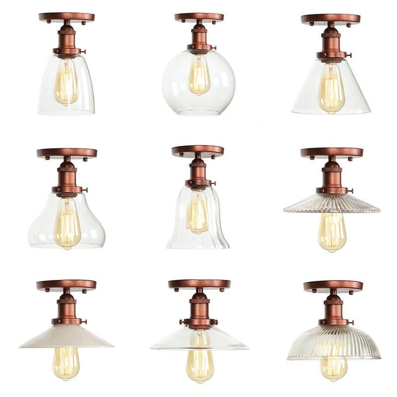 American Country Lamp Fixtures Porch Living Room Glass Industrial Decor Vintage Ceiling Lamps (WH-LA-40)