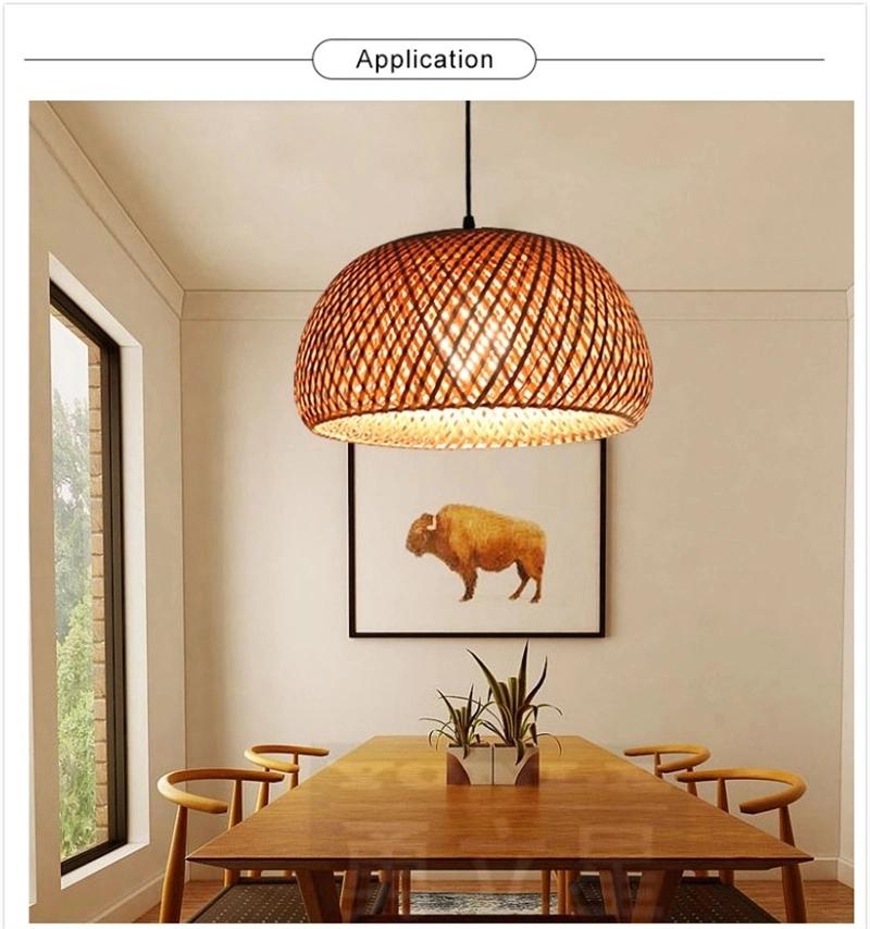 Bamboo Lantern Pendant Lamp Natural Rattan Wicker Chandeliers Hand-Woven Bamboo Lampshades E27 Lighting Fixtures Hanging Light