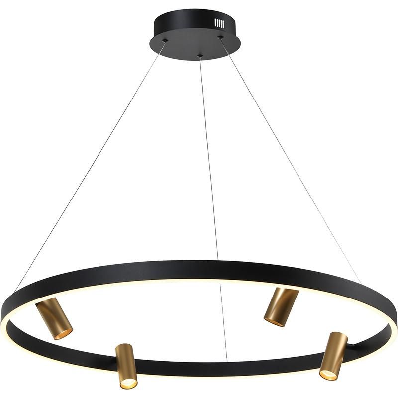 Modern LED Ring Silicon Round Shape Ceiling Light Fixture Adjustable Circle Pendant Light for Living Room Dining Room 3000K Sand Black Gold Painting Chandelier