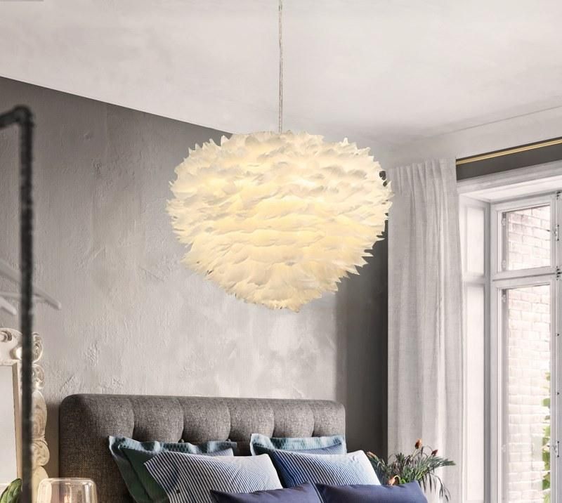 Zhongshan Home Lighting Chandelier Light Factory Wholesale Nordic Decorative Fashion Mondern Nodic Handmade Shade Goose Feather Lamp Pendant Lamp