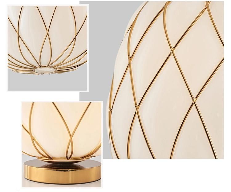 Dlss Pinecone E27 Clear Glass Gold Metal Wire European Modern Table Lamps