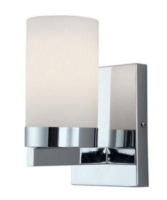 1 Light Chrome Vanity Bath Light Fixture with Opal Glass