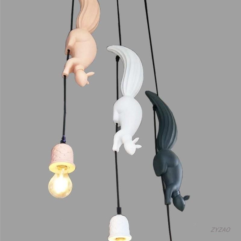 Creative Animal Squirrel Resin Pendant Lights Children′s Room Home Decor Hanging Lights Simple Modern Bar Kitchen Decor Hanglamp