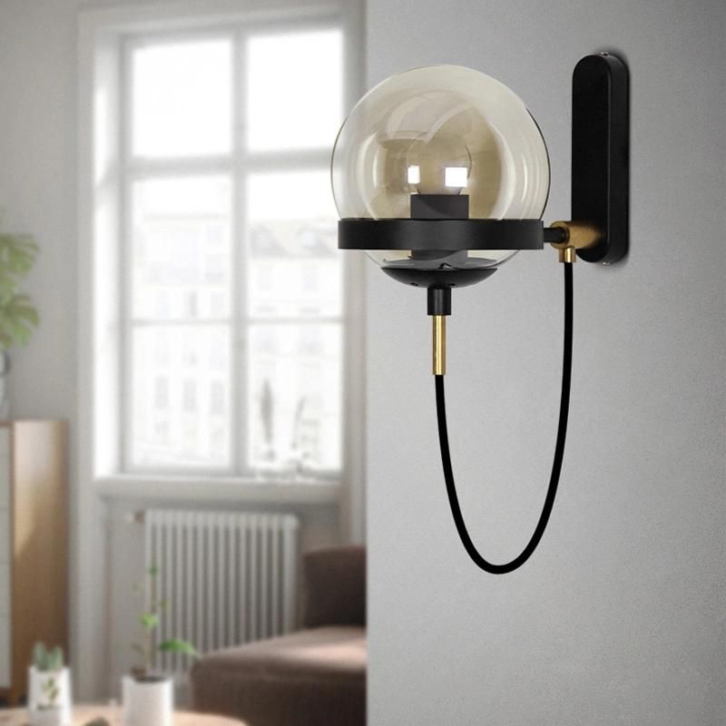 Industrial Wind Wall Lamp Retro Iron Hotel Corridor Bedside Glass Ball Wall Light
