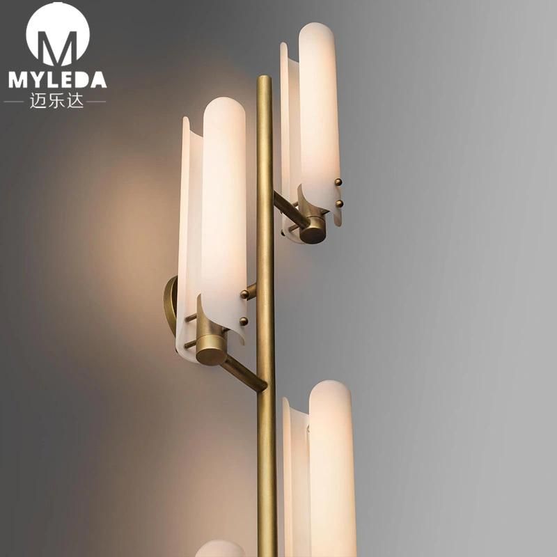 Modern White Glass Brass Wall Sconce Light