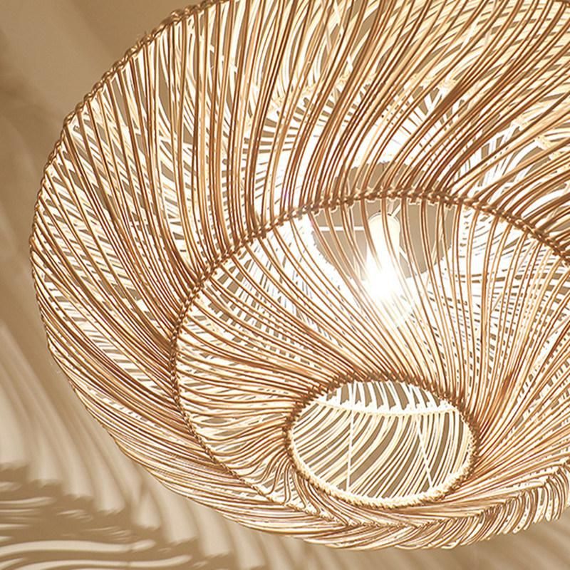 UFO Shades Rattan Lamp Creative Chinese Style Pendant Lights Wooden Suspension Lamp (WH-WP-54)