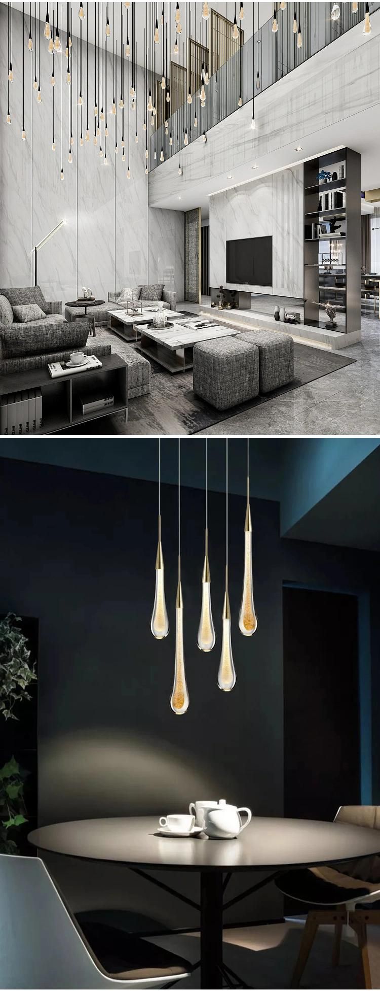 Engineering Customization Raindrop Show Room Hotel Lobby Staircase Modern Luxury LED Chandelier Light