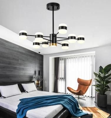 Art Designer Decorative Upscale Living Room Black White Fixtures Lustres Wrought Iron Nordic Modern Pendant Light Chandelier