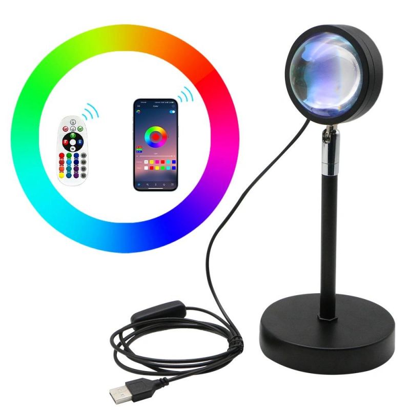 Home Decoration Sunset Projector Lamp 16 Colors APP and IR Control HD Crystal Lens LED Sunset Lamp