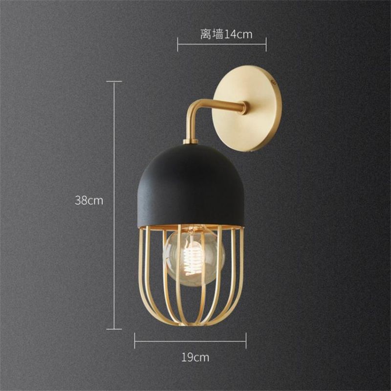 Post Modern Iron Lantern Black Gold Wall Lamps Haley Wall Sconce (WH-OR-192)