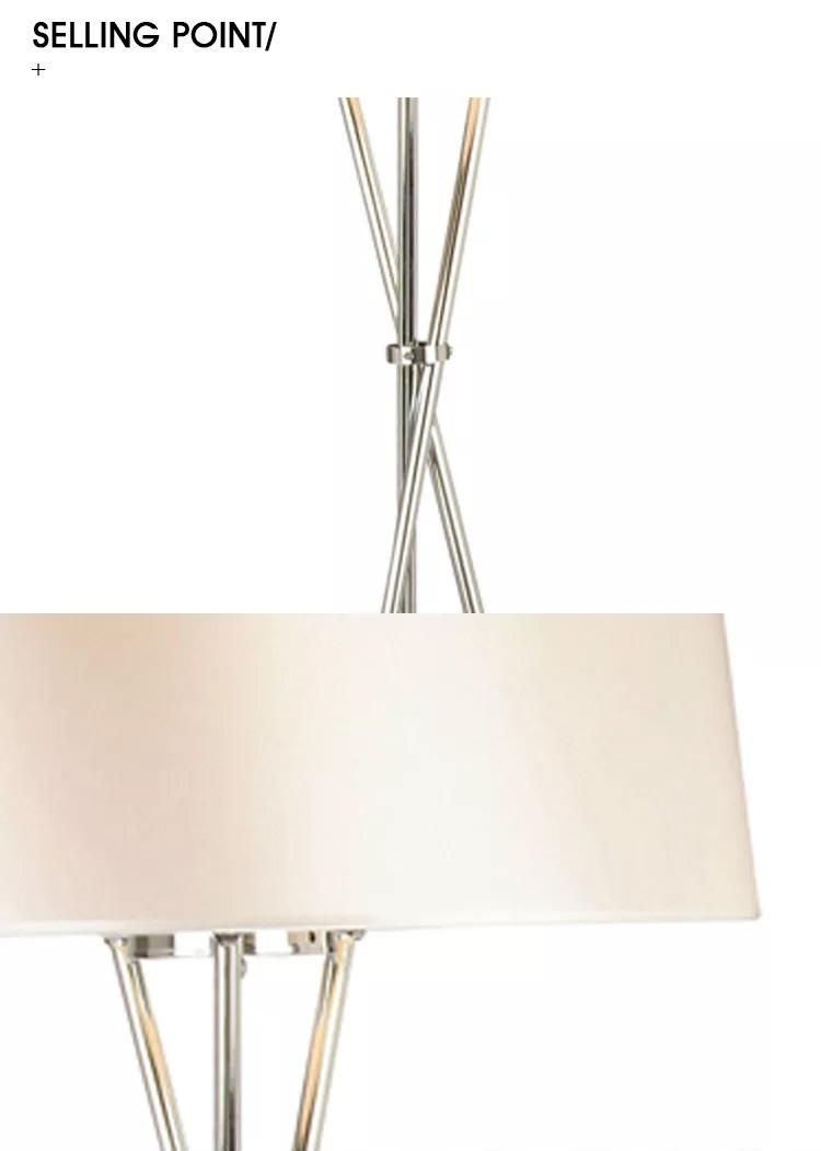 Home Decoration Fabric Chrome Tripod Standing Floor Lamp