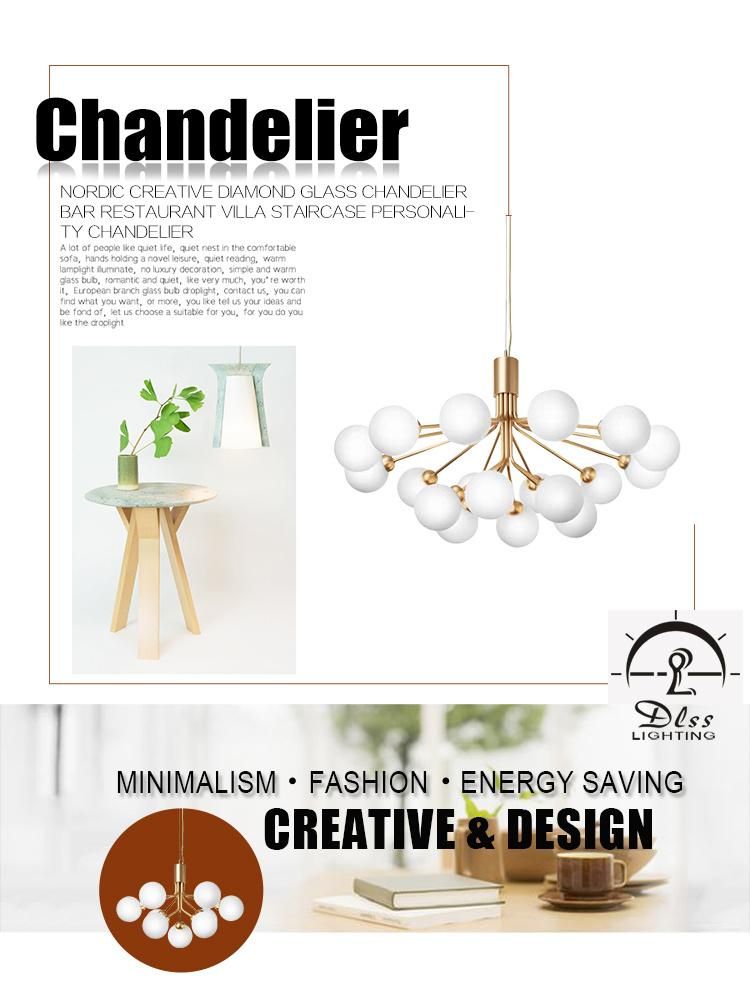 Contemporary Unique Design Creative Iron Glass Living Room Modern E27 Pendant Light