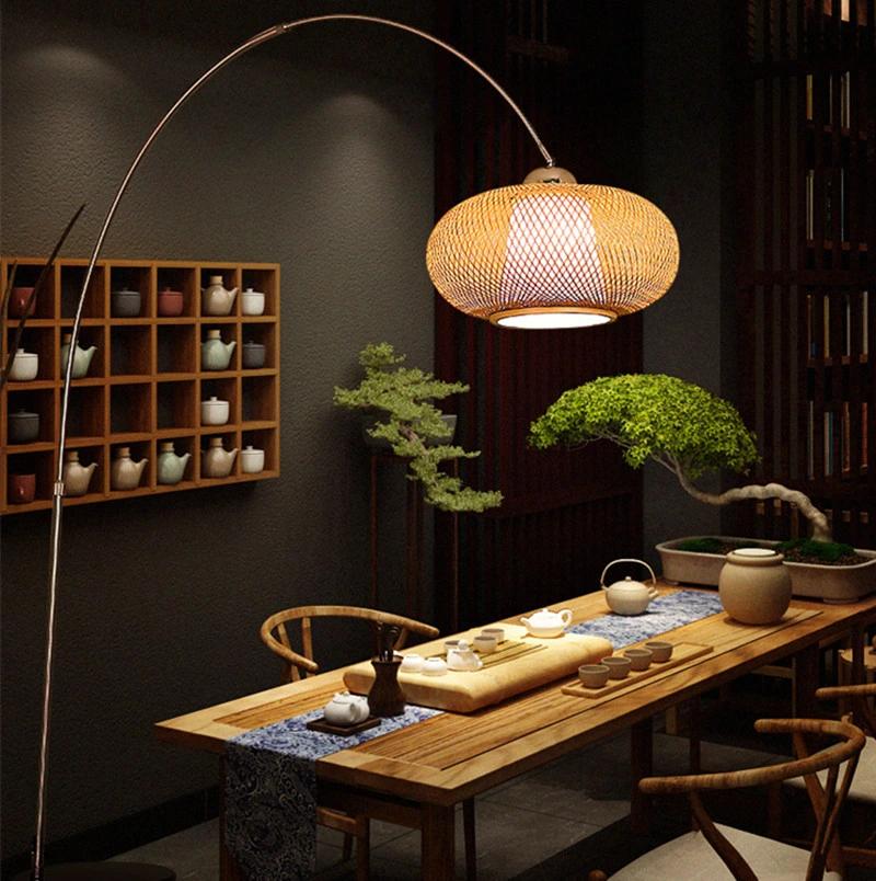 Classical Chinese Design Creative Home Decorative Bedroom Living Room Bamboo Arc Floor Lamp (WH-WFL-18)