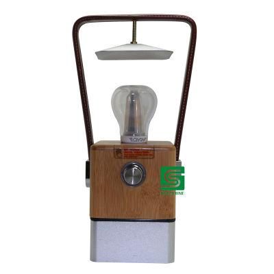 Bamboo Camping Lantern Lamp Table Light for Outdoor Lighting with Power Bank