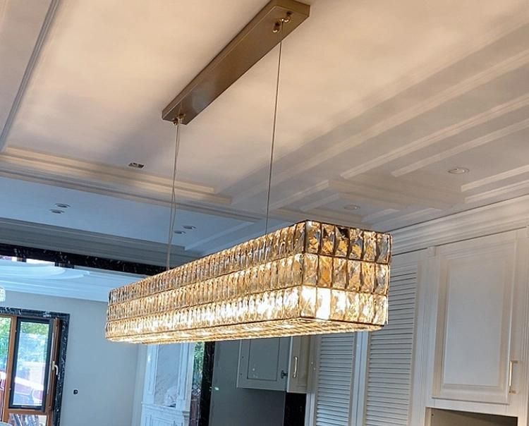 Modern Rectangle Clear K9 Crystal Chandelier, Fit for Dining Room, Living Room and More